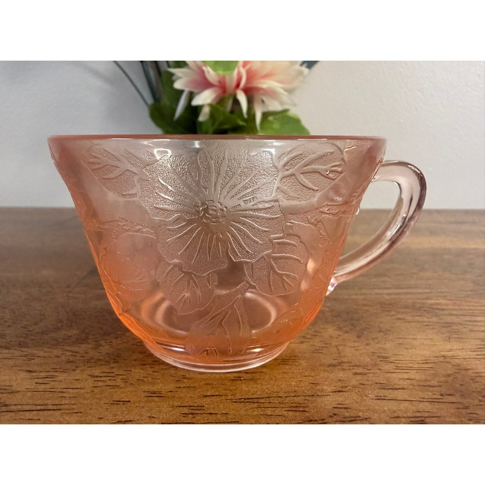 MacBeth Evans Dogwood Pink Depression Glass Cup Floral Etched Teacup Replacement